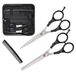 Poniks Zestaw Nożyczki Do Strzyżenia + Degażówki Z Grzebieniem W Etui FNZ003