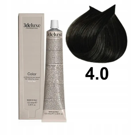 3DeLuxe profesjonalna farba do włosów 4/0 Brąz 100ml 