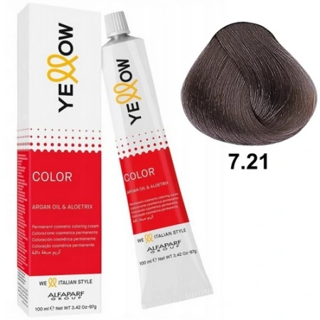 Yellow  Color Farba do włosów 7/21 średni fioletowy popielaty blond 100ml