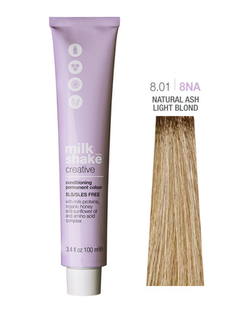 Zone Milk Shake creative farba do włosów 8/01 delikatnie popielaty jasny blond 100ml