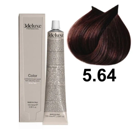 3DeLuxe profesjonalna farba do włosów 5/64 Czerwony miedziany brąz    100ml 