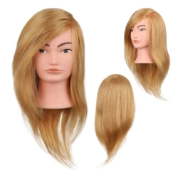 Poniks Główka Fryzjerska Treningowa 100% Naturalny Włos Ludzki Blond 50cm GL04
