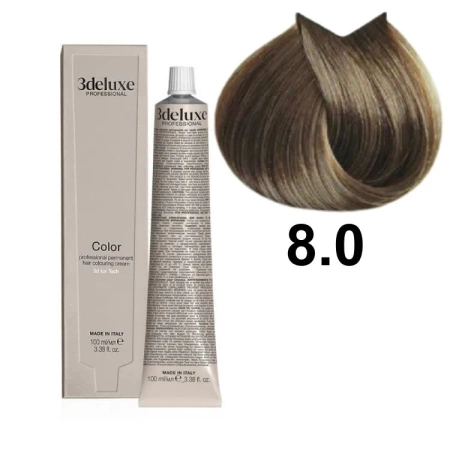 3DeLuxe profesjonalna farba do włosów 8/0 Jasny blond 100ml 