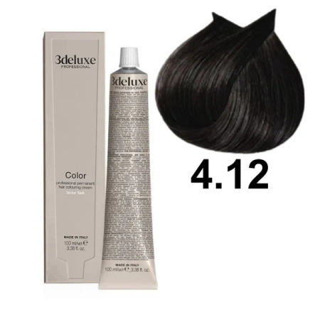 3DeLuxe profesjonalna farba do włosów 4/12 Popielaty fioletowy brąz 00ml 