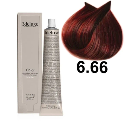 3DeLuxe profesjonalna farba do włosów 6/66 Ciemny  intensywny  czerwony blond 100ml 