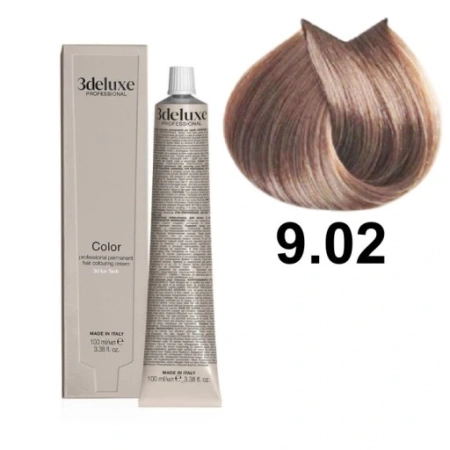 3DeLuxe profesjonalna farba do włosów 9/02 Bardzo jasny perłowy blond 100ml 