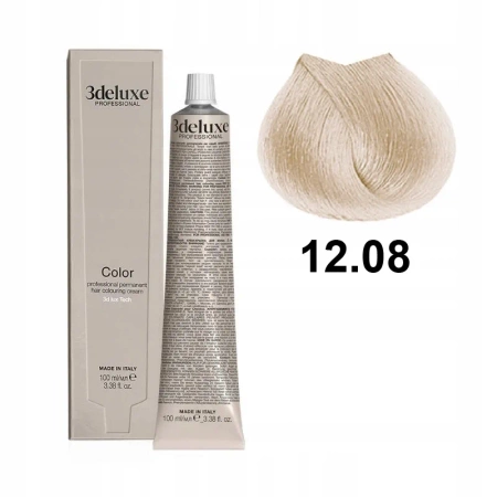 3DeLuxe profesjonalna farba do włosów 12/08 Super rozjaśniający specjalny naturalny brązowy blond 100ml 