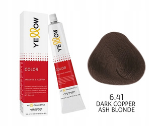 Yellow  Color Farba do włosów 6,41 Ciemny miedziany popielaty blond 100ml