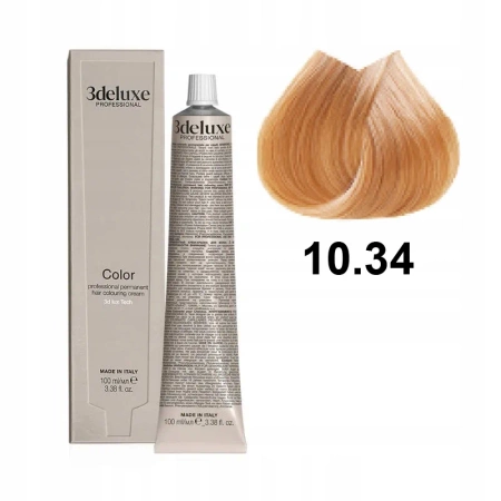 3DeLuxe profesjonalna farba do włosów 10/34 Platynowy złocisty miedziany blond 100ml 