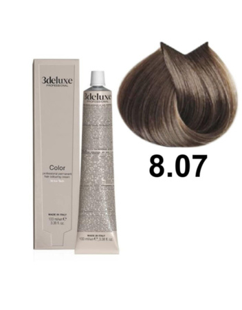 3DeLuxe profesjonalna farba do włosów 8/07 Chłodny jasny blond 100ml 