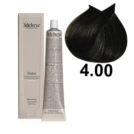 3DeLuxe profesjonalna farba do włosów 4/00 Intensywny brąz 100ml
