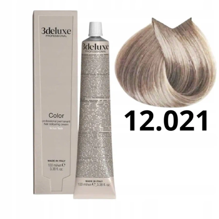 3DeLuxe profesjonalna farba do włosów 12/021 Super rozjaśniający specjalny perłowy popielaty blond 100ml 