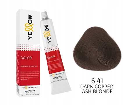 Yellow  Color Farba do włosów 6,41 Ciemny miedziany popielaty blond 100ml