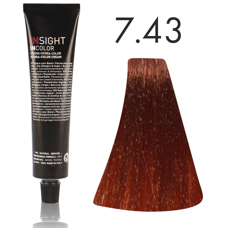 INSIGHT Incolor Fitoproteinowa farba do włosów 7/43 Miedziano- złoty średni blond 100ml