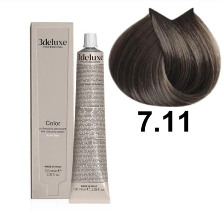 3DeLuxe profesjonalna farba do włosów 7/11 Intensywny średni popielaty blond 100ml 