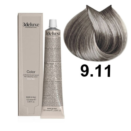 3DeLuxe profesjonalna farba do włosów 9/11 Intensywny popielaty bardzo jasny blond 100ml 