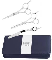 Fox White zestaw do strzyżenia nożyczki + degażówki + brzytwa w etui