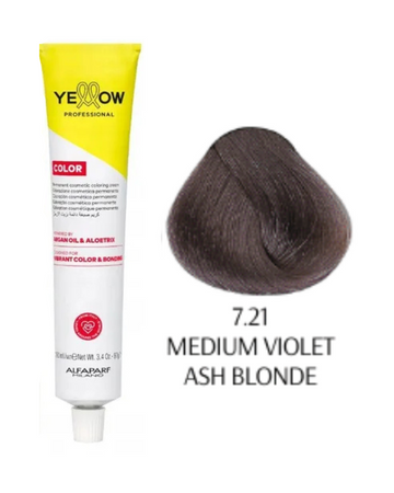 Yellow color farba do włosów 7/21 średni fioletowy popielaty blond 100ml 2025