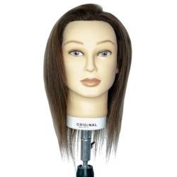 Główka fryzjerska treningowa brąz włos naturalny 30-35cm