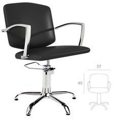 Ayala fotel fryzjerski Pako czarny P47 z chromowanymi podłokietnikami