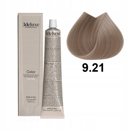 3DeLuxe profesjonalna farba do włosów 9/21 Bardzo jasny opalizujący popielaty  blond 100ml 